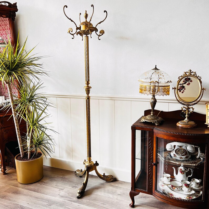 Brass Twisted Column Coat Rack With Turnable Crown | 60s French Hall ...