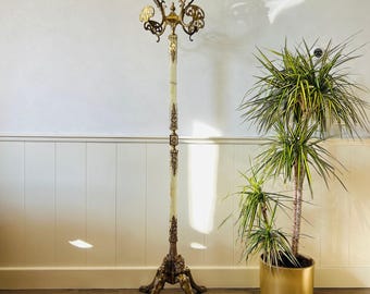 Brass and Marble Hall Tree – Hollywood Regency Coat Rack, Italian Entryway Stand