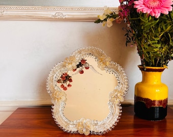 24金の赤いベネチアンミラー - イタリアのデザイナーミラー - ムラーノ