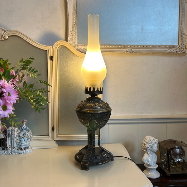 Vintage Hurricane Öl / Gas-Art-Lampe, elektrische Lampe, gotischer Stil