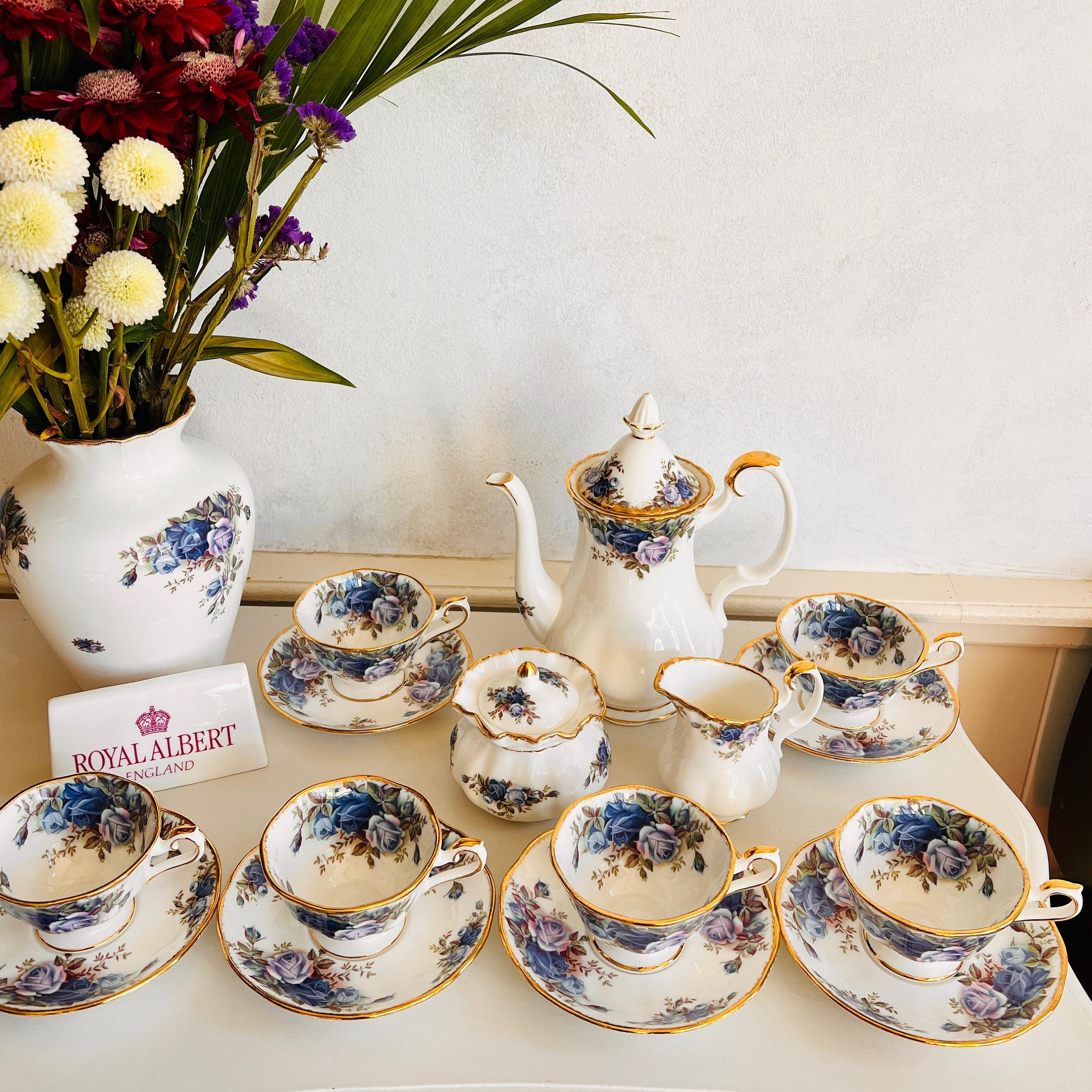 Rare Find Royal Albert Moonlight Rose Avon Cup and Saucer Set X 6 