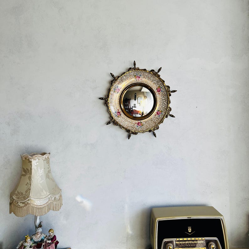 Vintage Convex Mirror Stunning Hollywood Regency Sunburst Wall Mirror, Made in England, Rare find!!!