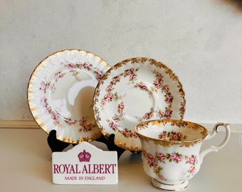 Original Royal Albert Dimity Rose Teeservice, hergestellt in England 1969 LTD
