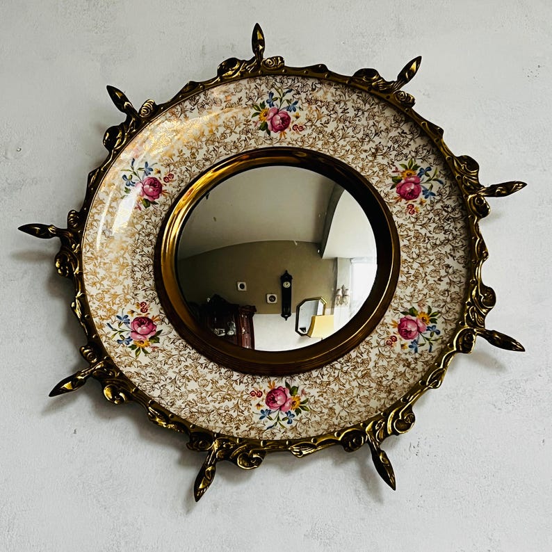 Stunning Hollywood Regency Vintage Convex Mirror, Sunburst Wall Mirror, Made in England, Rare find!