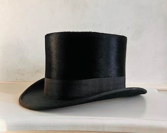 1930s Silk Top Hat – Men's Black Formal Hat with Original Box