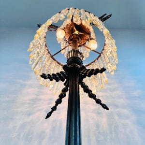 Empire Style Brass Floor Lamp with Crystals, Antique Freestanding Light, 4-Bulb Vintage Lighting for Elegant Home Decor image 5