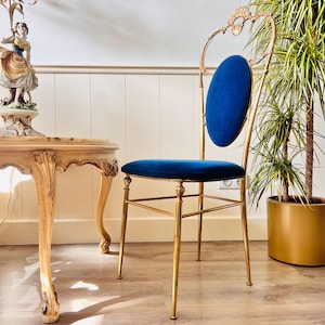 Italian Brass Accent Chair – Sculptural Vintage Armchair with Hollywood Regency Flair