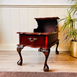 Chippendale Wood Nightstand – One Drawer Bedside Cabinet, Vintage Accent Table