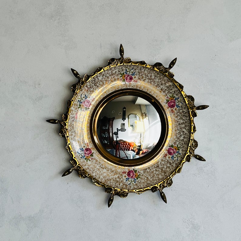 Vintage Convex Mirror Stunning Hollywood Regency Sunburst Wall Mirror, Made in England, Rare find!!!