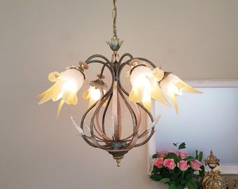 Italian Crystal Chandelier – Renzo del Ventisette, Hollywood Regency Glamour, 6-Light Gilded Brass Fixture