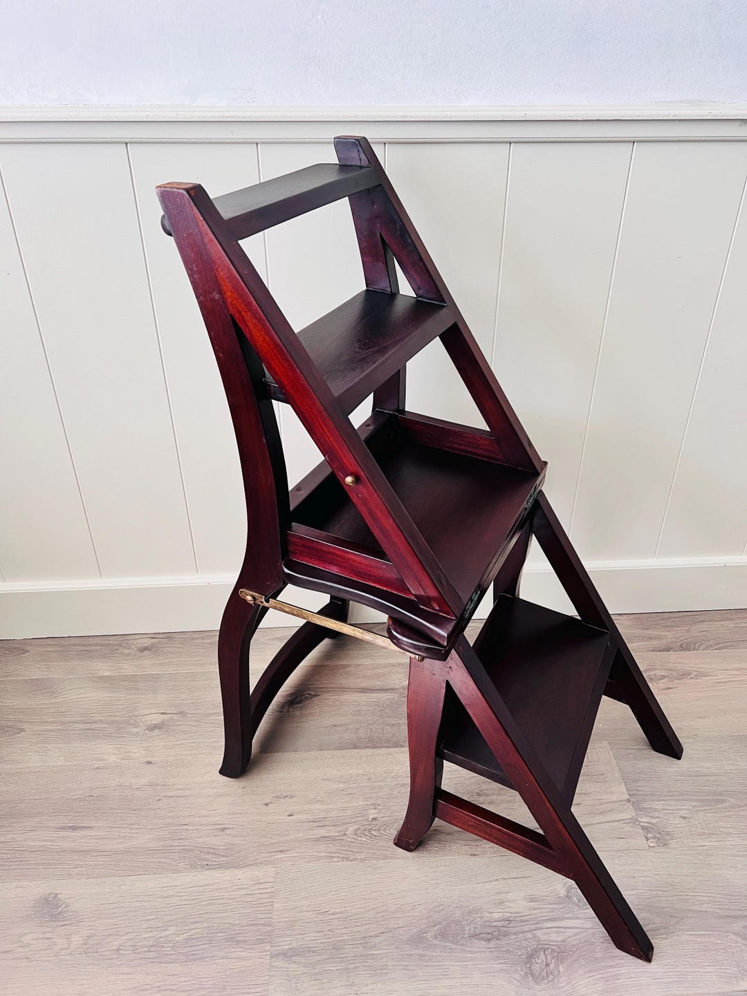 Vintage Folding Wood Library Step Stool Ladder Chair - Etsy UK