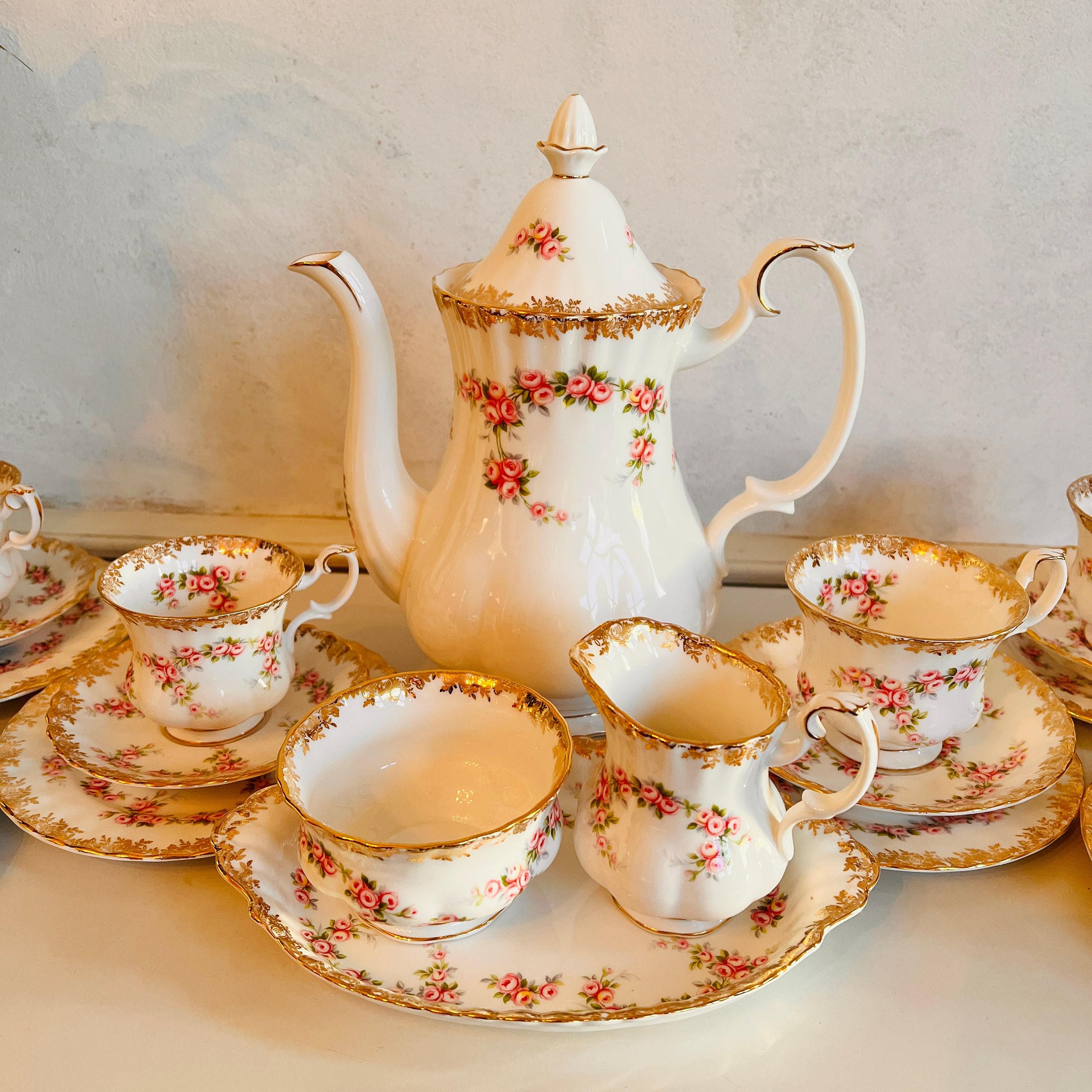 Royal Albert Dimity Rose Bone China Tea Coffee Set, 22-piece LTD