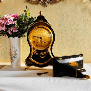 Eluxa Mantel Clock with Pendulum – Signed L. Liechti, Brass Bracket Style, Fireplace or Shelf Decor