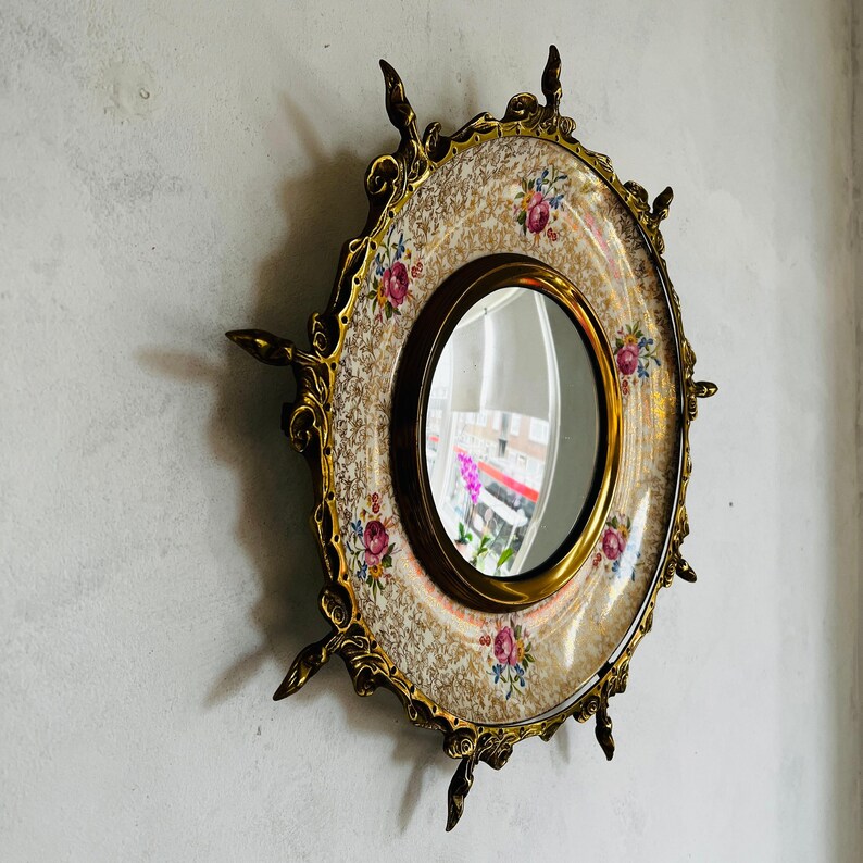 Vintage Convex Mirror Stunning Hollywood Regency Sunburst Wall Mirror, Made in England, Rare find!!!