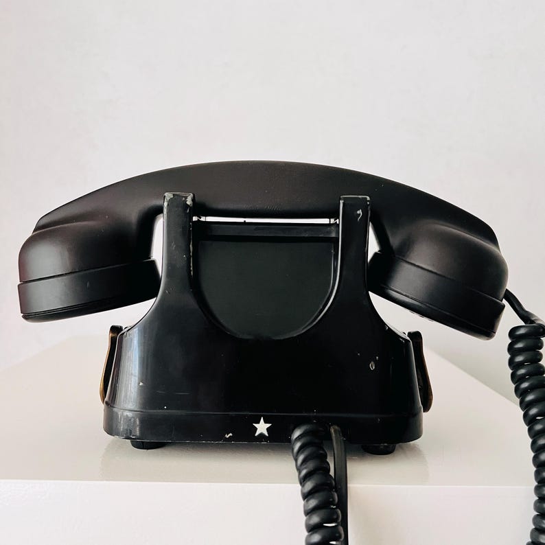 Vintage Retro Telephone, Black Telephone, Dutch Retro , Rotary Telephone , Desk Telephone, Black Bakelite