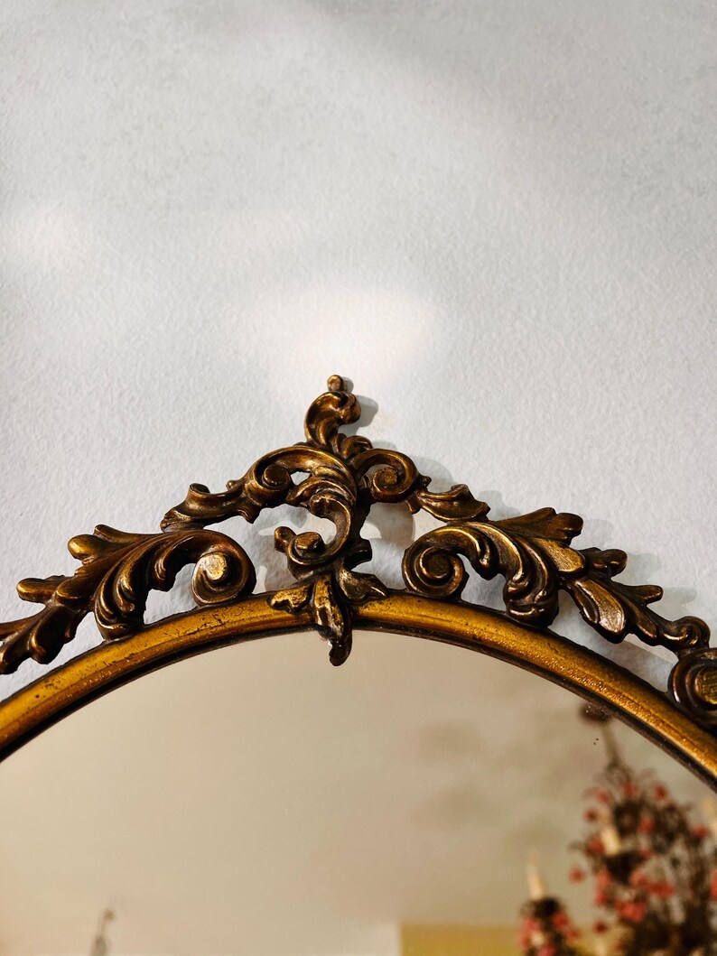 Italian Art Nouveau Oval Mirror Vintage Wall Decor for Entryway or Bedroom image 6