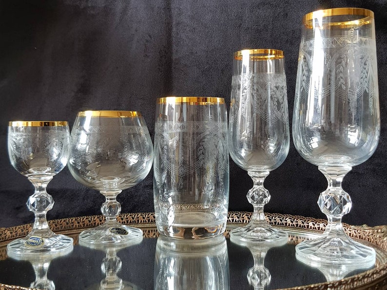 Exquisite Bohemia Crystal Glasses Sets Czechoslovakia Crystal Etsy