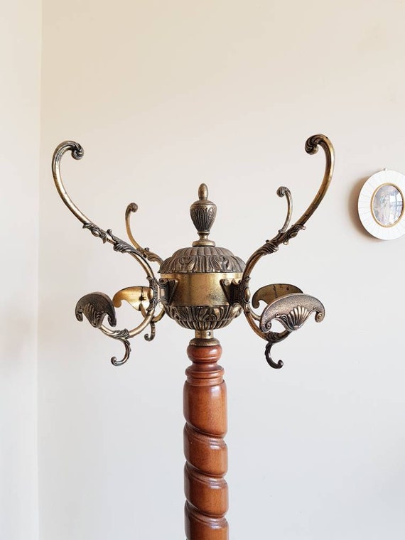 Vintage Standing Coat Rack Wood Stand With Hooks Denmark Vintage Standing Coat Rack Wood, Old Fashioned Wooden Coat Stand