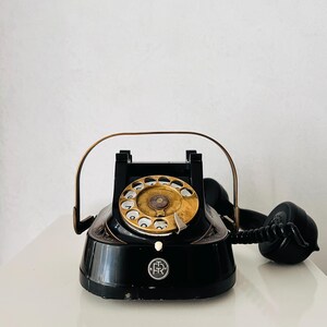 Vintage Retro Telephone, Black Telephone, Dutch Retro, Rotary Telephone , Desk Telephone, Black Bakelite
