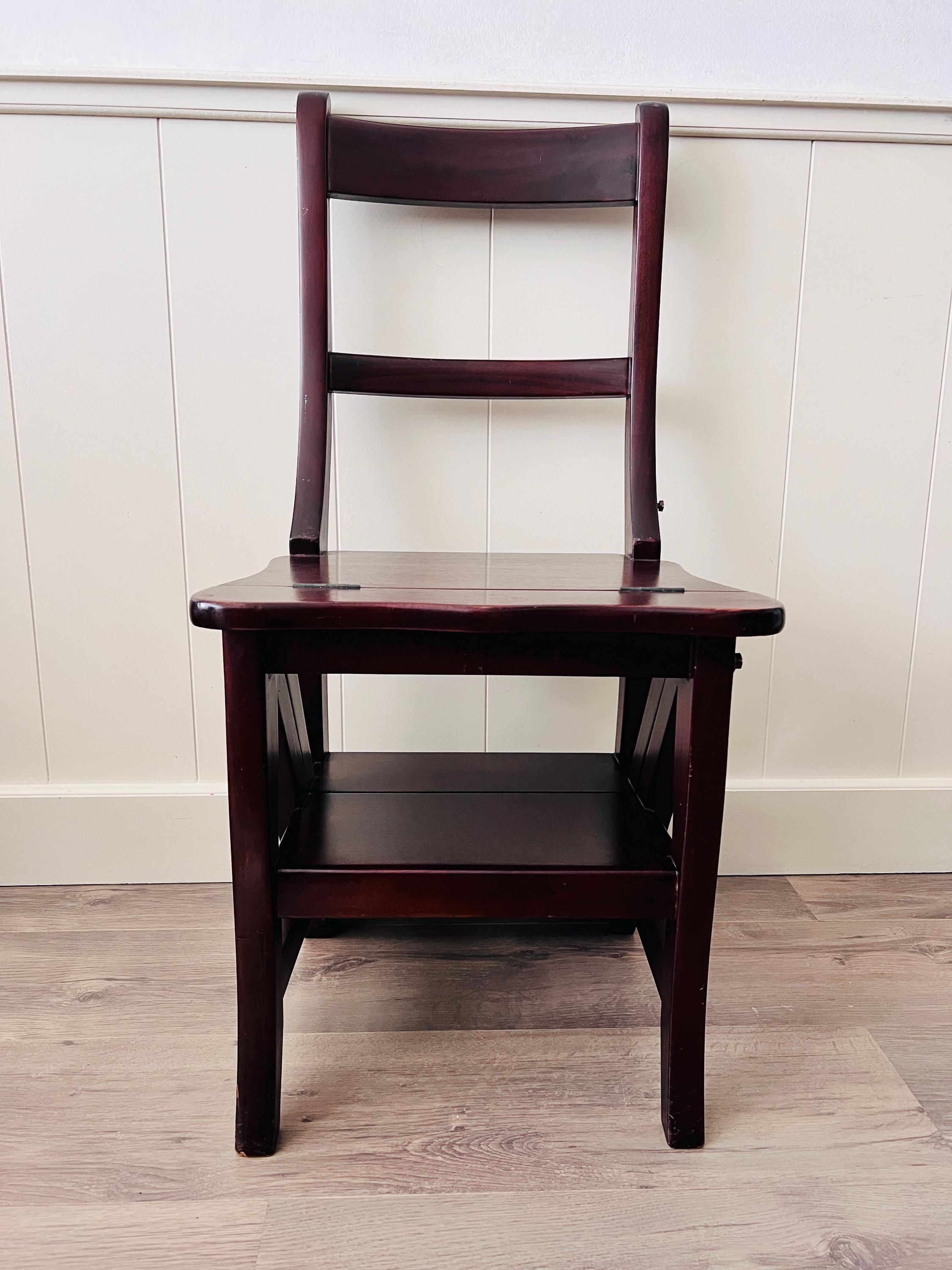 Vintage Folding Wood Library Step Stool Ladder Chair - Etsy UK