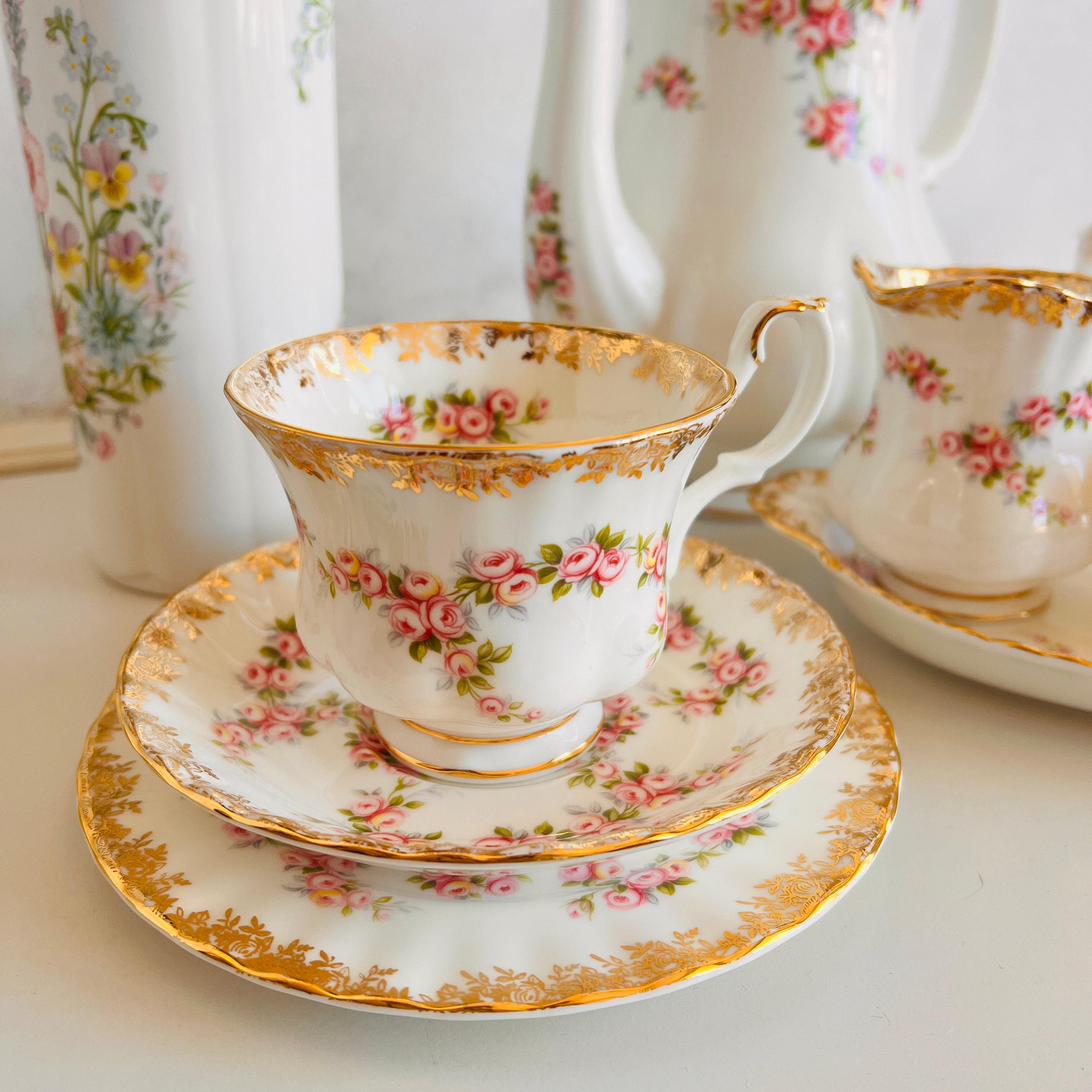 Royal Albert Dimity Rose Bone China Tea Coffee Set, 22-piece LTD