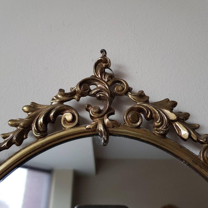 Italian Vintage Oval Mirror, Wall Home Decor, Interior Design, Art Nouveau Style