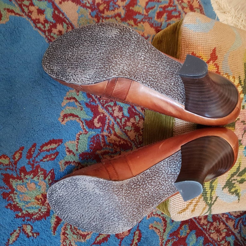Vintage Mary Jane style leather brown shoes Etsy