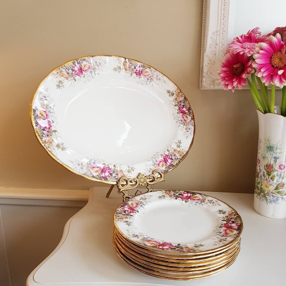 Vintage Queen Anne Summer Rose Juego de porcelana Juego de mesa