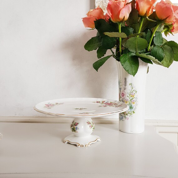 Elegant Vintage Porcelain Pedestal Dish Royal Albert Moss Etsy