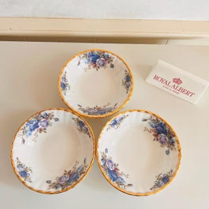 Conjunto de tigelas para café da manhã Moonlight Rose – Royal Albert Fine China, azul floral, conjunto de 6