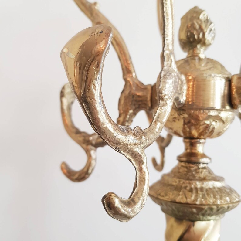 Vintage Standing Coat Rack Brass Stand With 5 Hooks Hall Etsy