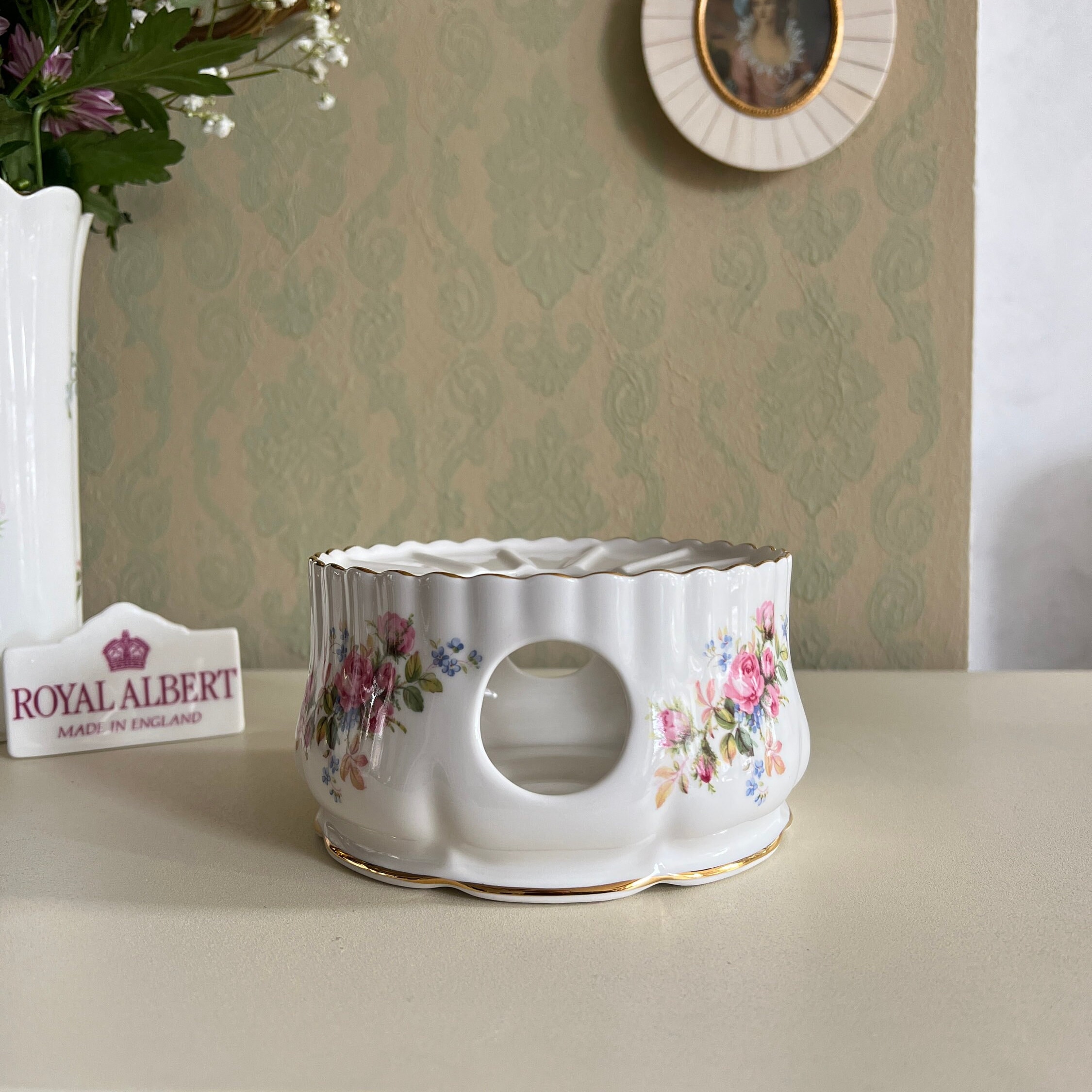 Royal Albert Moss Rose Teestövchen - Bone China, Florales Porzellan, Englisches Vintage Geschirr