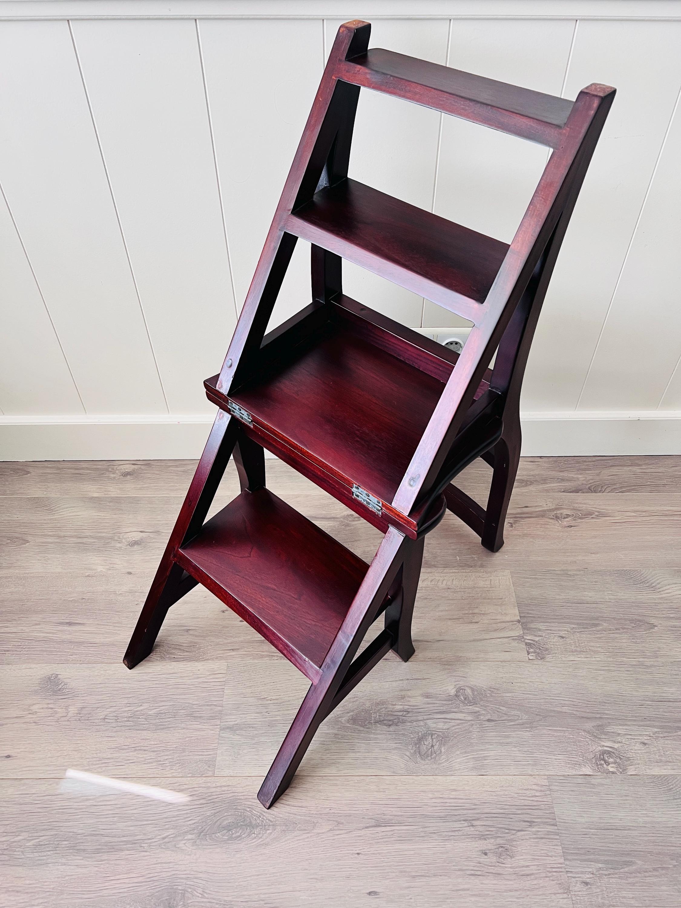 Vintage Folding Wood Library Step Stool Ladder Chair - Etsy UK