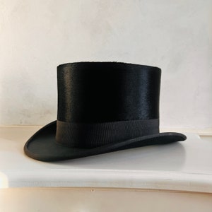 1930s Silk Top Hat – Men's Black Formal Hat with Original Box