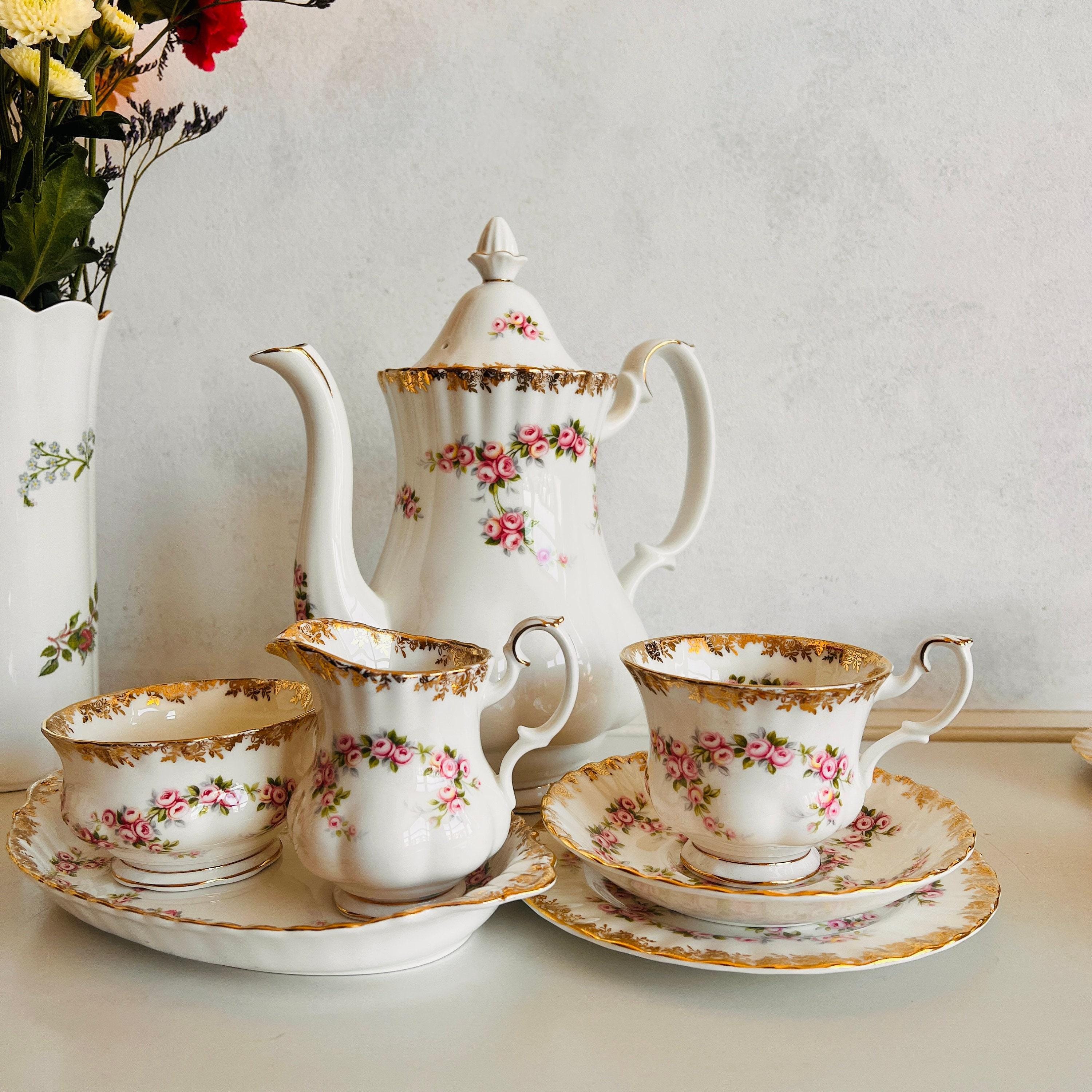 Royal Albert Dimity Rose Bone China Tea Coffee Set, 22-piece LTD