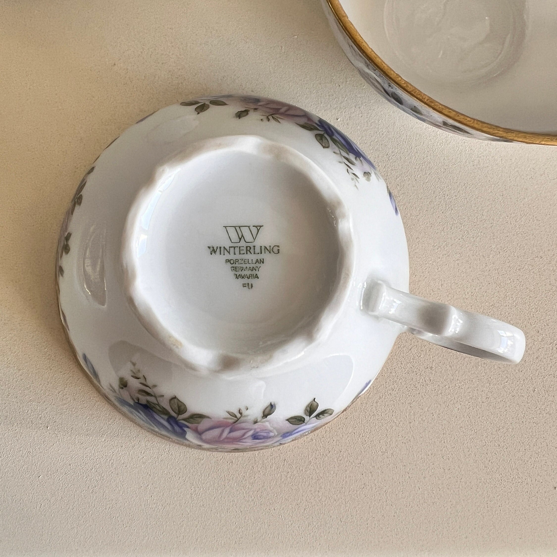 Winterling Bavariaの磁器製コーヒーセット、ブルーフローラルティー 