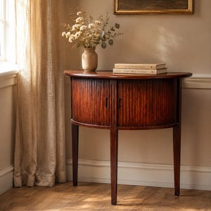 Vintage houten kast met schuifdeuren, kast halve maan