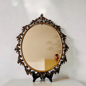 Italian Art Nouveau Oval Mirror Vintage Wall Decor for Entryway or Bedroom image 1