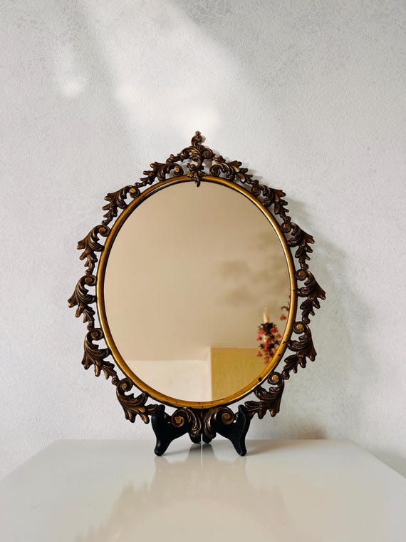 Italian Art Nouveau Oval Mirror Vintage Wall Decor for Entryway or Bedroom