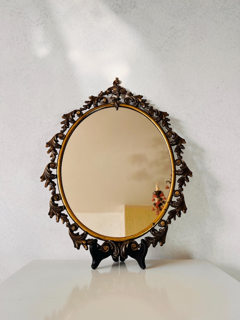 Italian Art Nouveau Oval Mirror Vintage Wall Decor for Entryway or Bedroom image 1