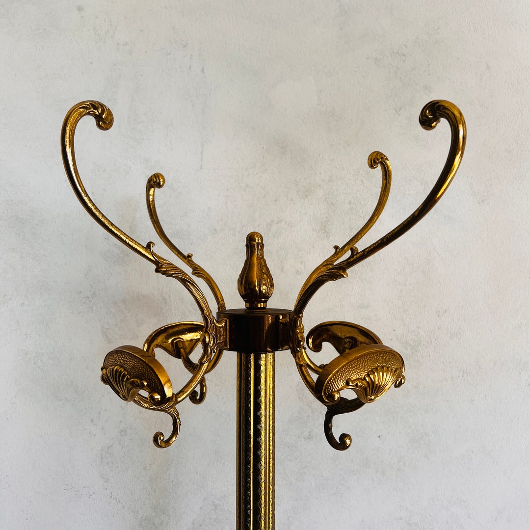 Vintage Italian Brass Standing Coat Rack, Hollywood Regency Style Etsy