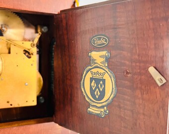 Vintage Warmink Mantel Clock, Wuba Table Clock, Moon-phase, and
