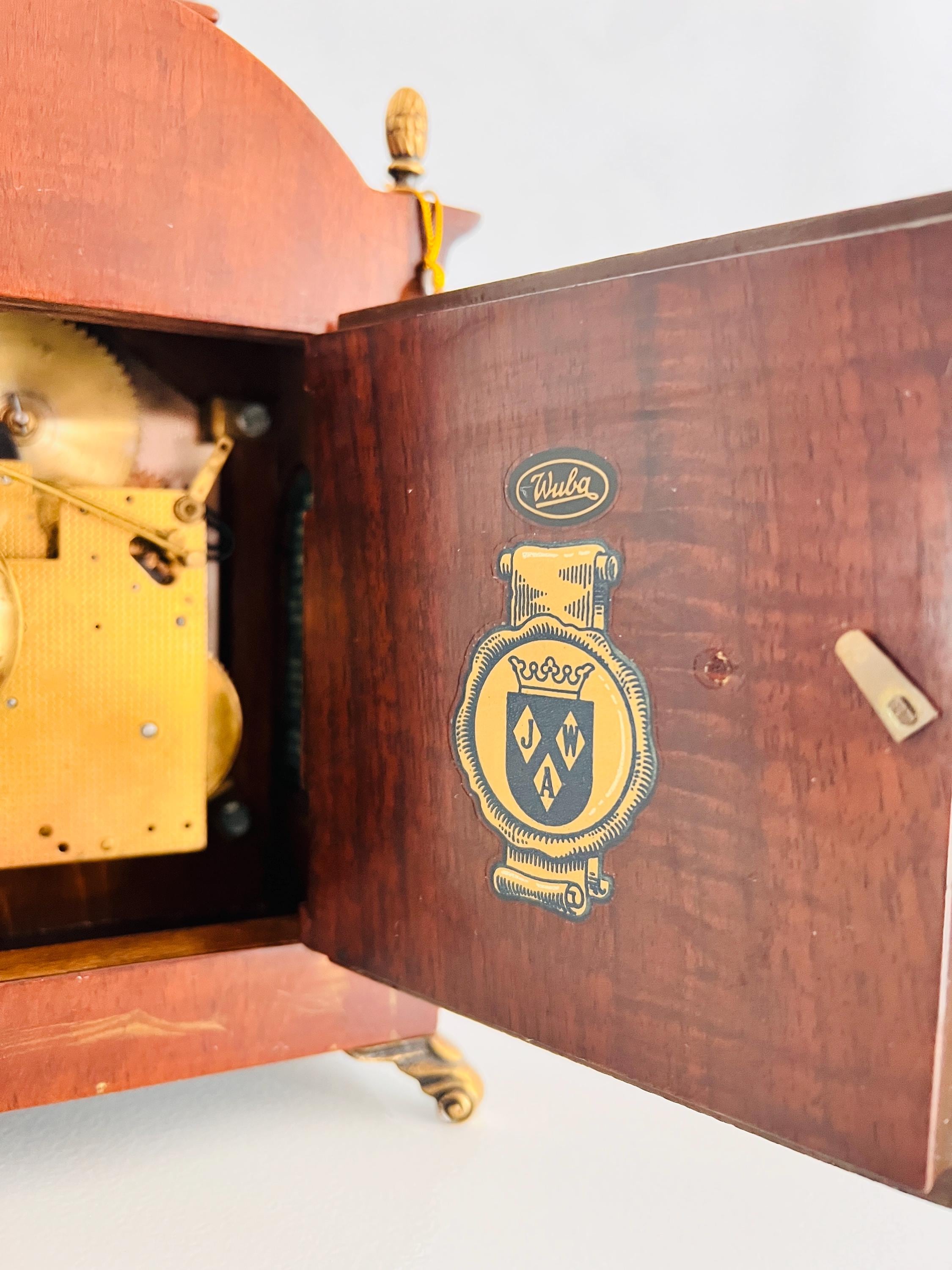 Vintage Warmink Mantel Clock, Wuba Table Clock, Moon-phase, and