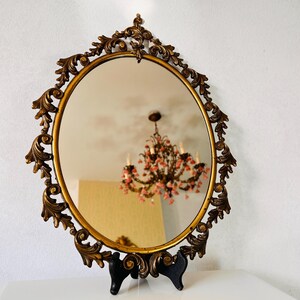 Italian Art Nouveau Oval Mirror Vintage Wall Decor for Entryway or Bedroom image 3