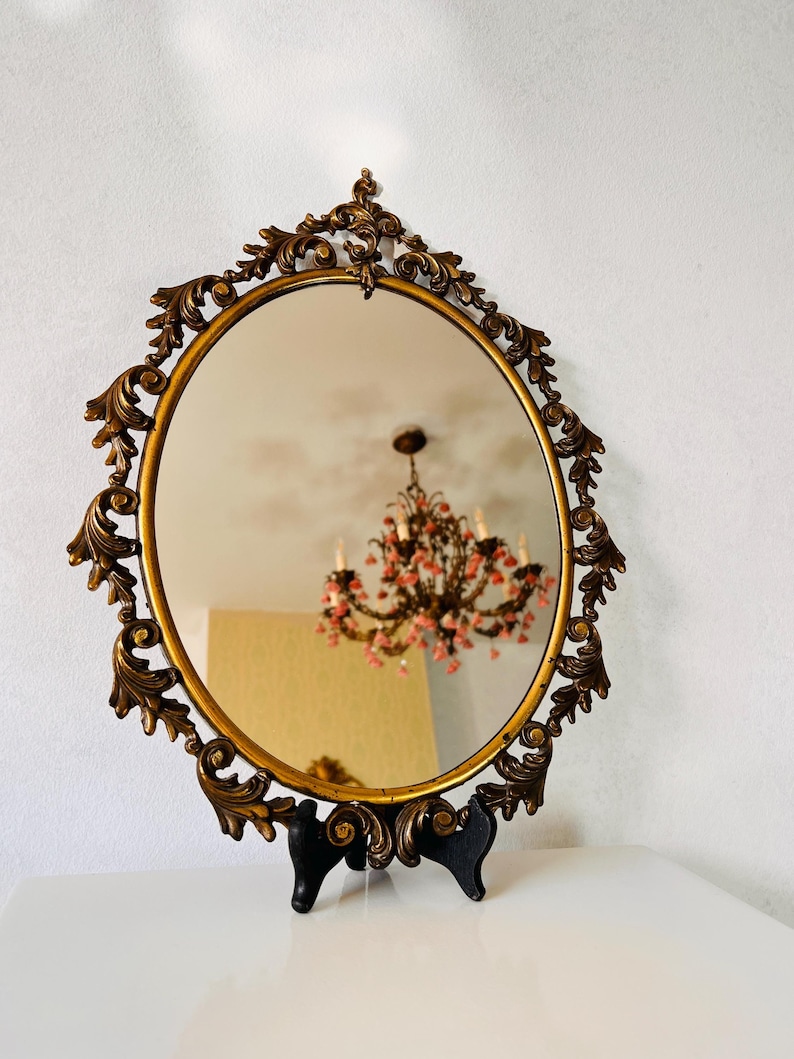 Italian Art Nouveau Oval Mirror Vintage Wall Decor for Entryway or Bedroom image 3