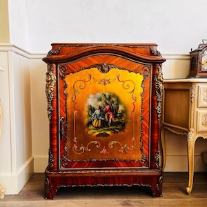 Hand-Painted Storage Cabinet – Floral Motif, Shabby Chic Accent Furniture