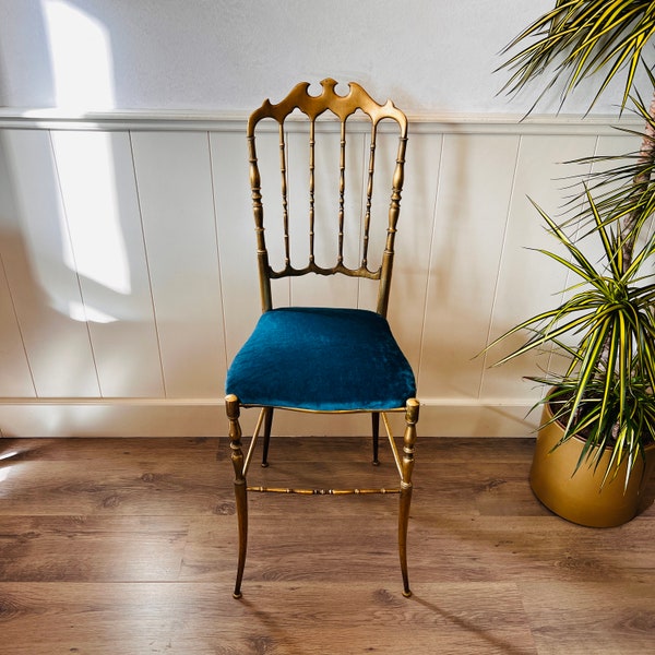 Vintage Italian Brass Chair, Hollywood Regency Style