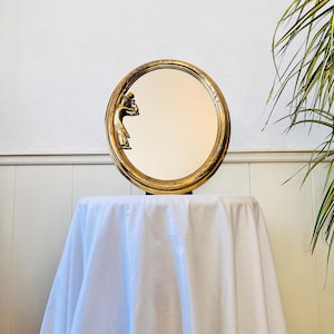 Specchio da toeletta da tavolo francese – Cornice ovale in ottone, stile rococò indipendente