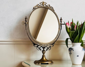 Vintage Huge Swivel Mirror, Vanity Mirror, Adjustable Table Mirror, French Mirror, Free-Standing Mirror
