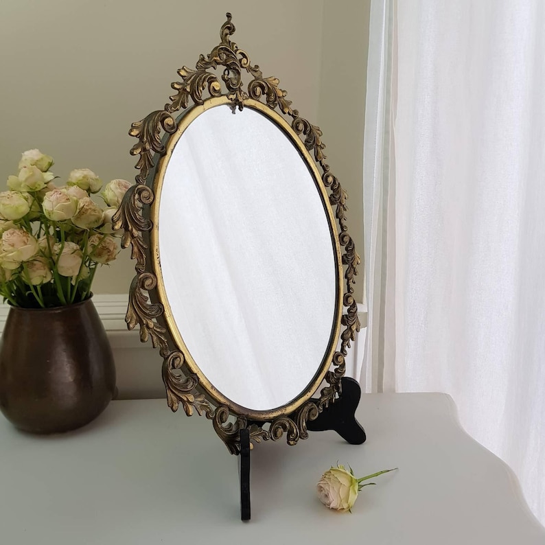 Italian Vintage Oval Mirror, Wall Home Decor, Interior Design, Art Nouveau Style